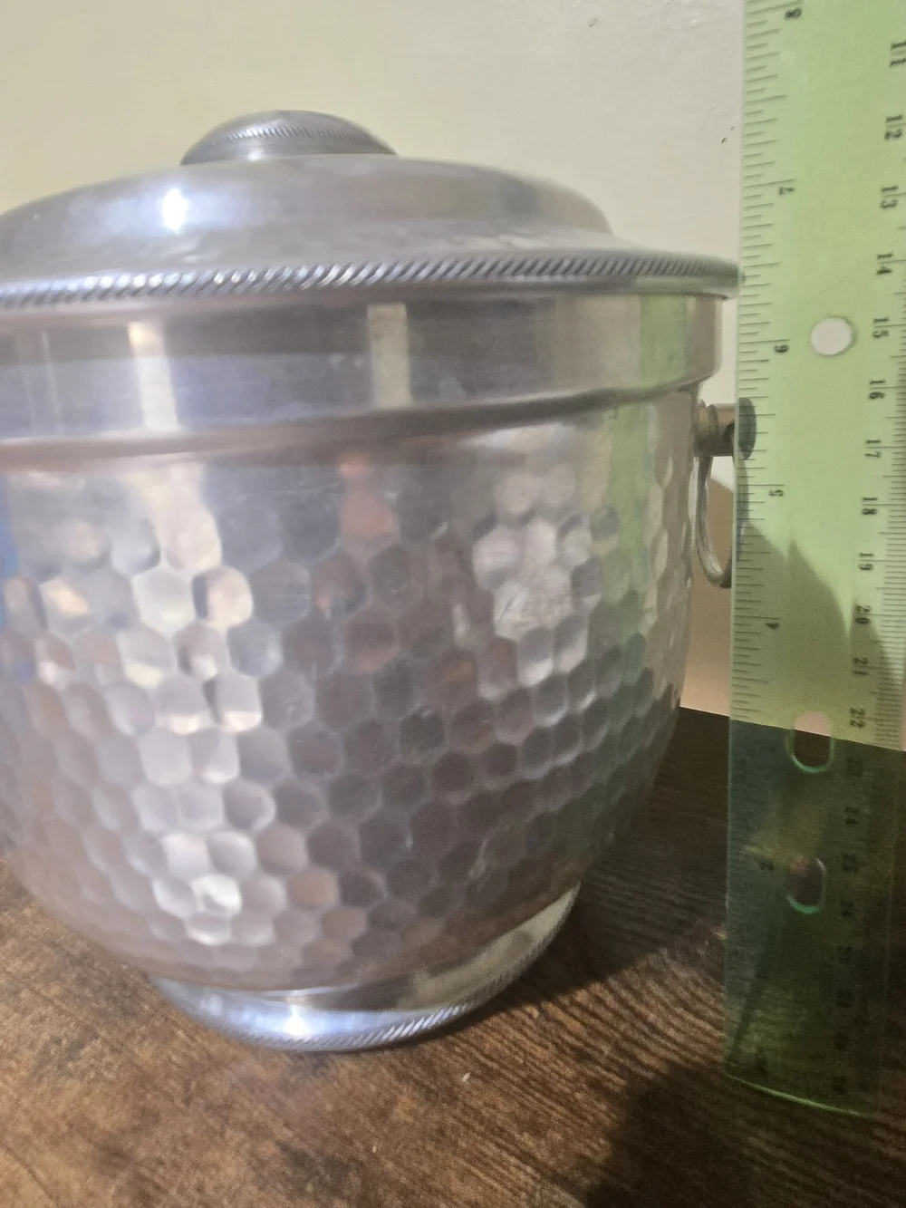 Vintage Mid-Century Hammered Aluminum Ice Bucket with Lid